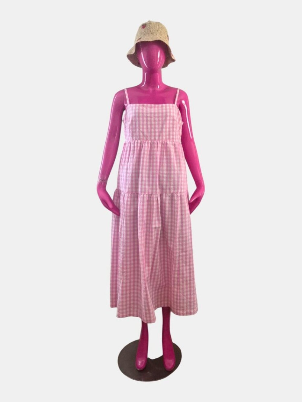 NWT J.CREW PINK GINGHAM BOW BACK MIDI DRESS WOMEN'S S SIZE 14 - Picture 7 of 8